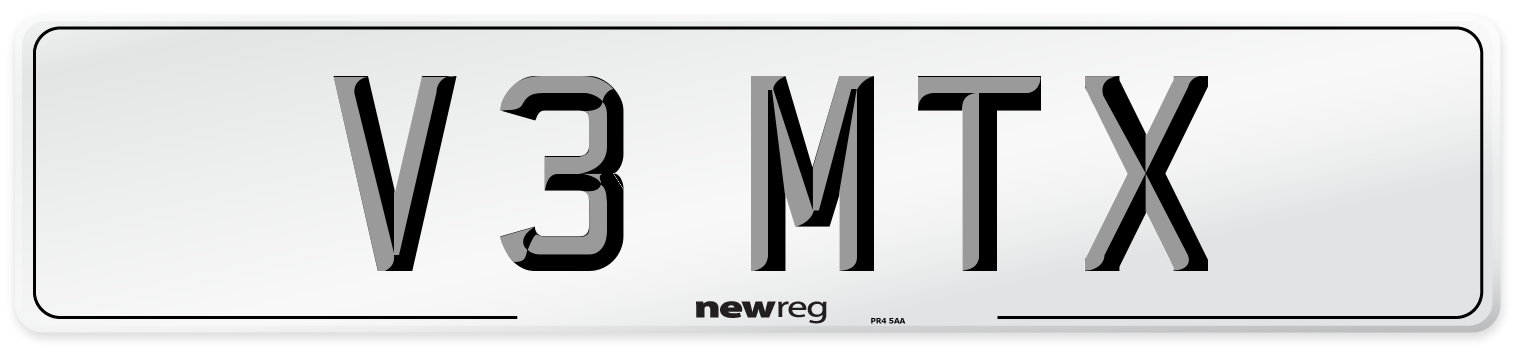 V3 MTX Number Plate from New Reg